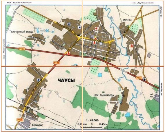 Карта чаусского района могилевской области с деревнями и дорогами