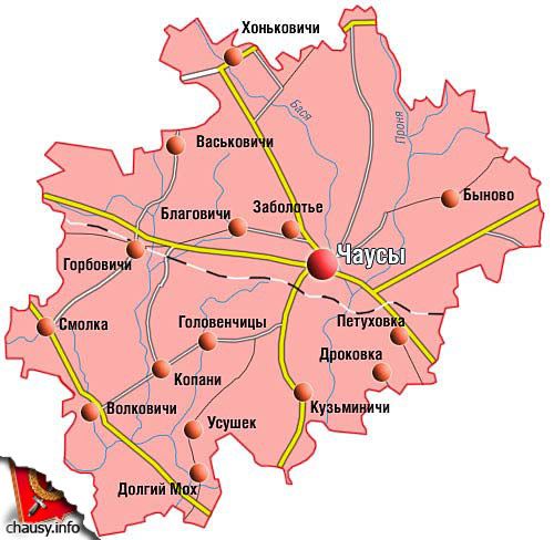Карта Чаусского района